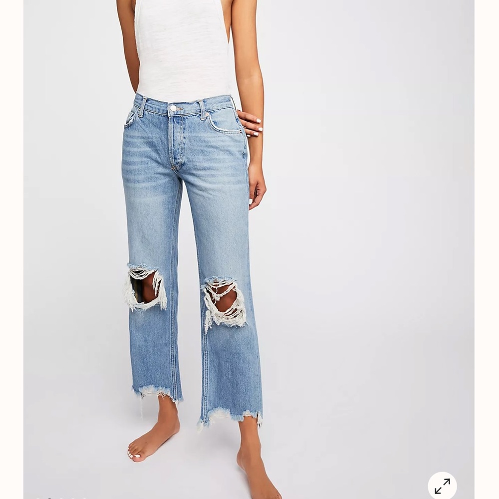 Maggie Mid-Rise Straight-Leg Jeans FREE PEOPLE
